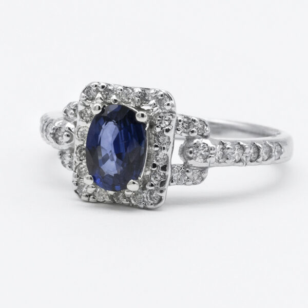 Blue Ruby Silver Diamonds Ring